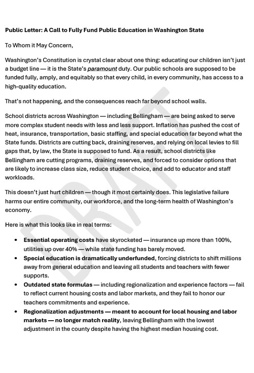 Bellingham Public Letter